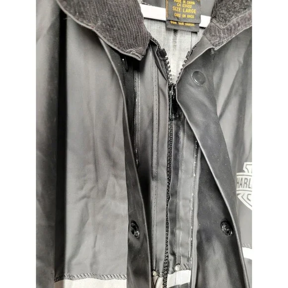 Harley Davidson Men's SZ L Rain Coverall PVC Motorcycle Boiler Suit Black Zip - Picture 3 of 9